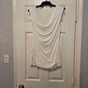 Studio Y White Sleeveless Draped Cowl Front Top